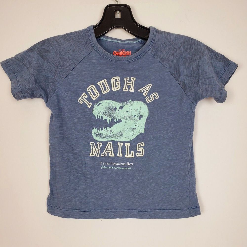 Osh Kosh Tough as Nails Dinosaur Boys Shirt Size 3T Blue